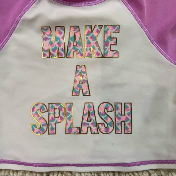 Girls’ ‘Make a Splash’ Mermaid Rashguard Swim Top - Picture 3 of 5